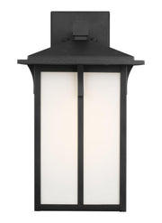 Tomek 18" Etched Glass Outdoor Wall Lantern in Black