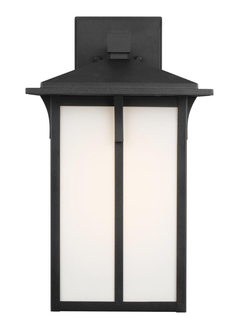 Tomek 18" Etched Glass Outdoor Wall Lantern in Black