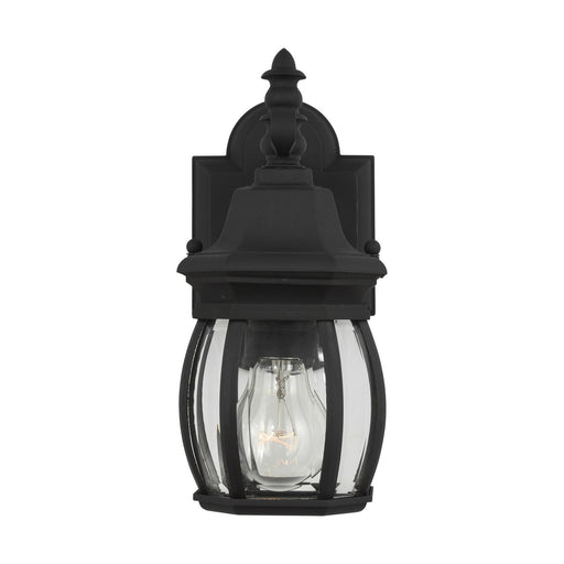 Wynfield Small Clear Beveled Outdoor Wall Lantern in Black