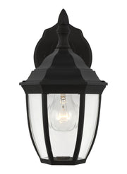 Bakersville 11" Clear Beveled Outdoor Wall Lantern in Black