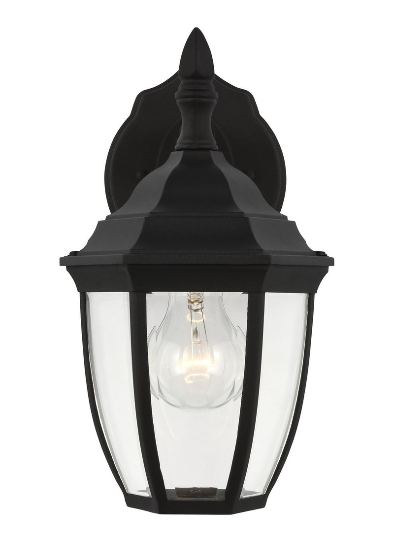 Bakersville 11" Clear Beveled Outdoor Wall Lantern in Black