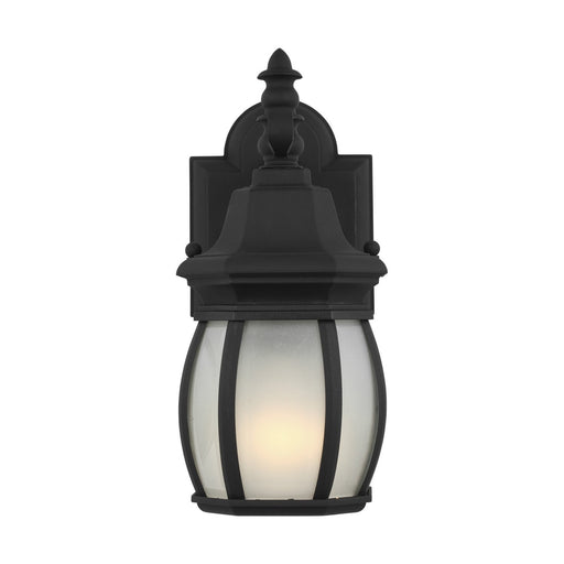 Wynfield Small Frosted Outdoor Wall Lantern in Black