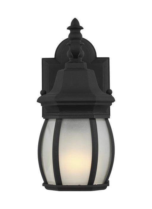 Wynfield Small Frosted Outdoor Wall Lantern in Black