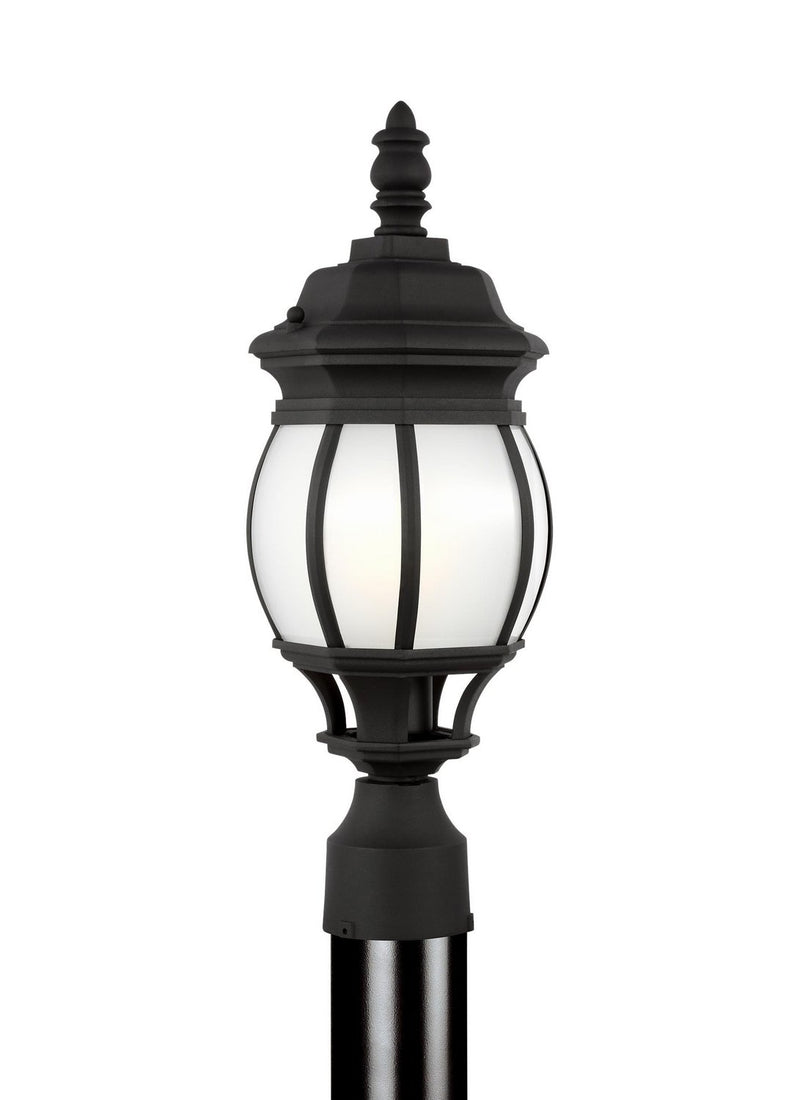 Wynfield Frosted Outdoor Post Light in Black