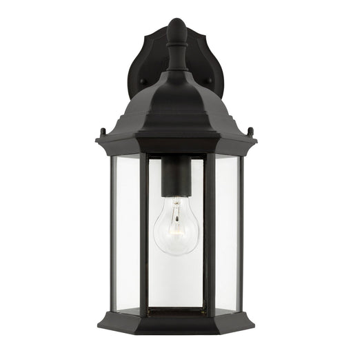 Sevier 15.88" Clear Glass Outdoor Wall Lantern in Black