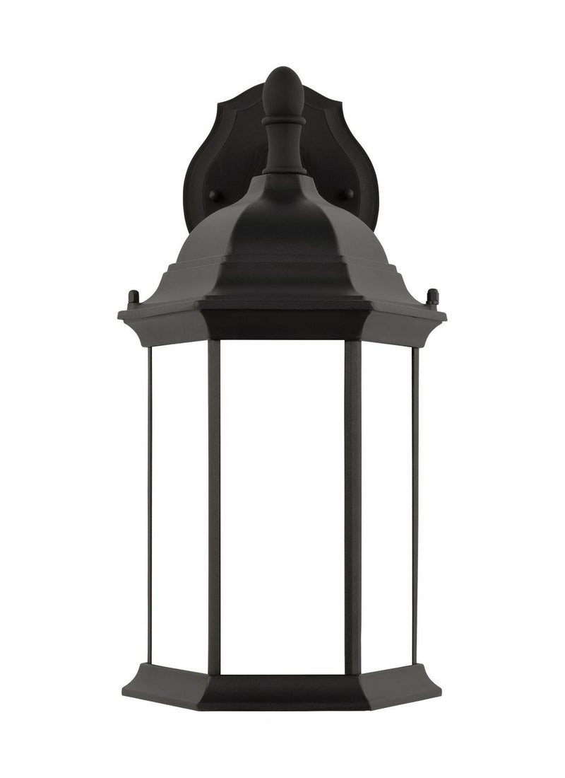 Sevier 15.88" Satin Etched Outdoor Wall Lantern in Black