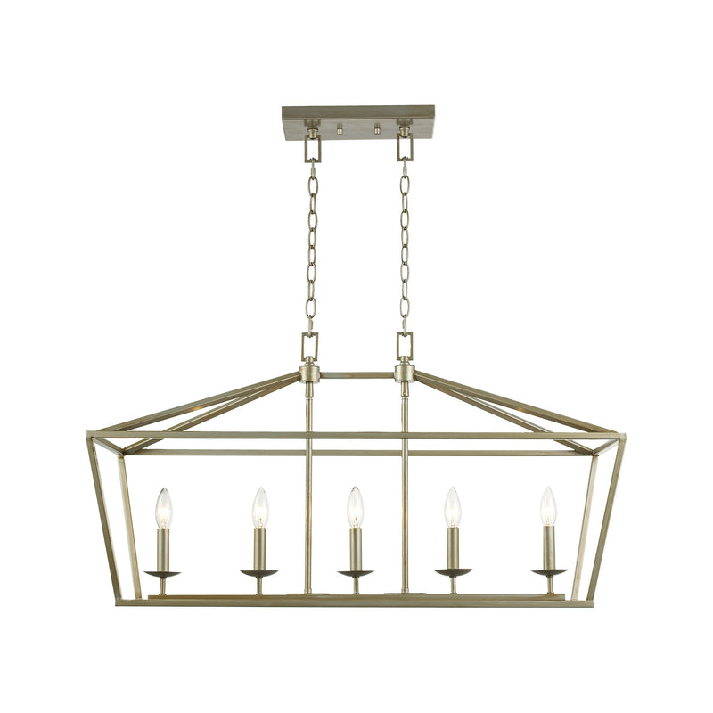 Lacey 5-Light 36" Linear Pendant in Antique Silver Leaf