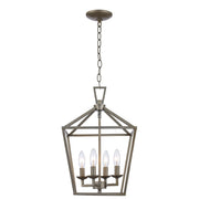 Lacey 4-Light 12" Cage Chandelier in Antique Silver Leaf