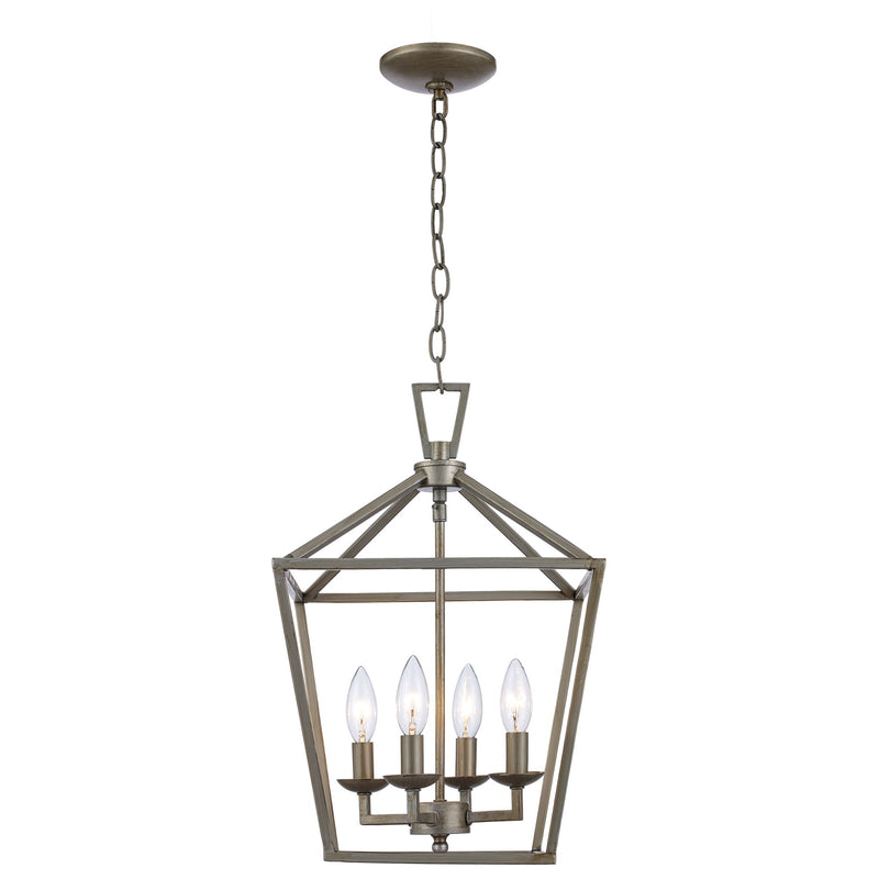 Lacey 4-Light 12" Cage Chandelier in Antique Silver Leaf