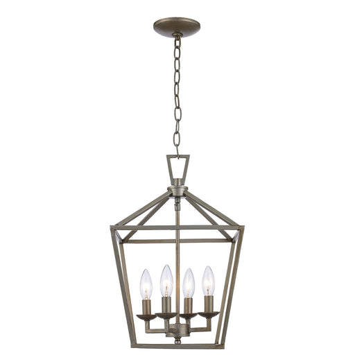 Lacey 4-Light 12" Cage Chandelier in Antique Silver Leaf