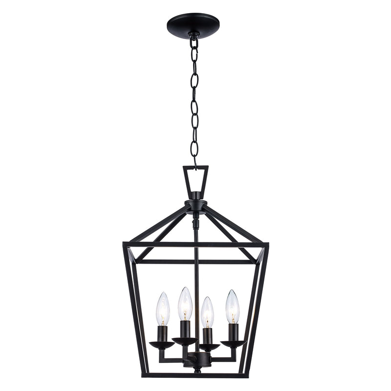 Lacey 4-Light 12" Cage Chandelier in Black
