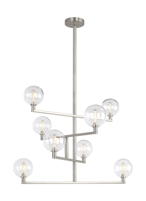 Gambit 8-Light Chandelier in Clear Satin Nickel