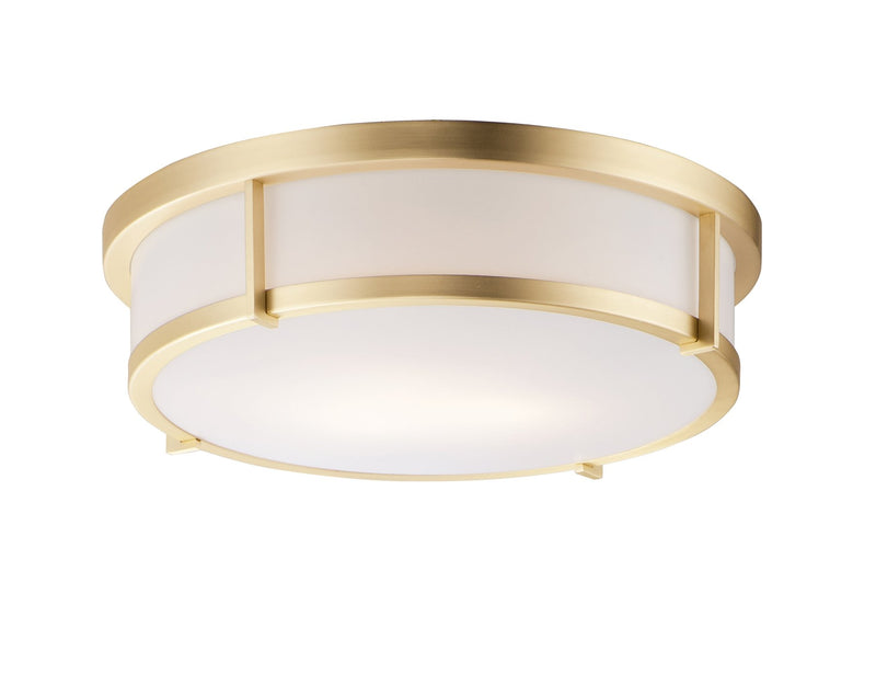 Rogue 17" 3 Light Flush Mount in Satin Brass