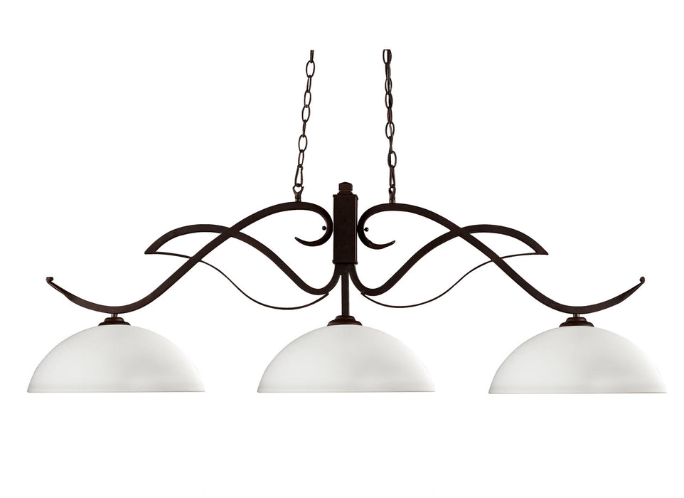 Phoenix 4 Light Island in Bronze with Matte Opal Glass Shade