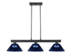 Cobalt 3 Light Billiard Light in Matte Black with Dark Blue Acrylic Shade