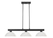 Cobalt 3 Light Billiard Light in Matte Black with While Linen Glass Shade