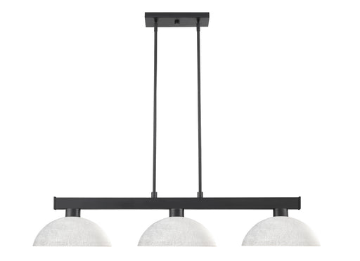 Cobalt 3 Light Billiard Light in Matte Black with While Linen Glass Shade