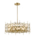Garroway Nine Light Chandelier in Aged Brass
