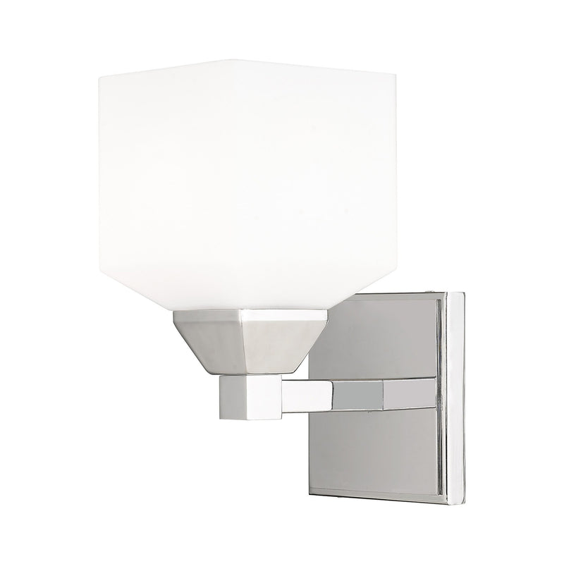 Aragon Wall Sconce with Satin Opal White Glass in Polished Chrome