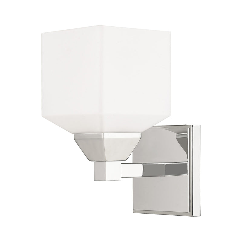 Aragon Wall Sconce with Satin Opal White Glass in Polished Chrome