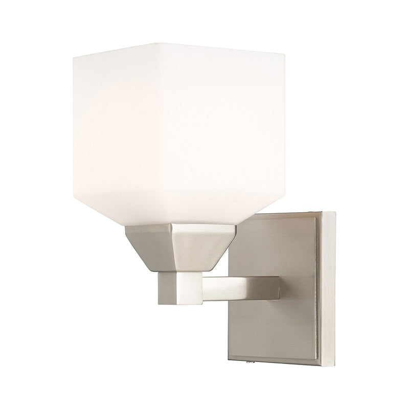 Aragon Wall Sconce with Satin Opal White Glass in Brushed Nickel