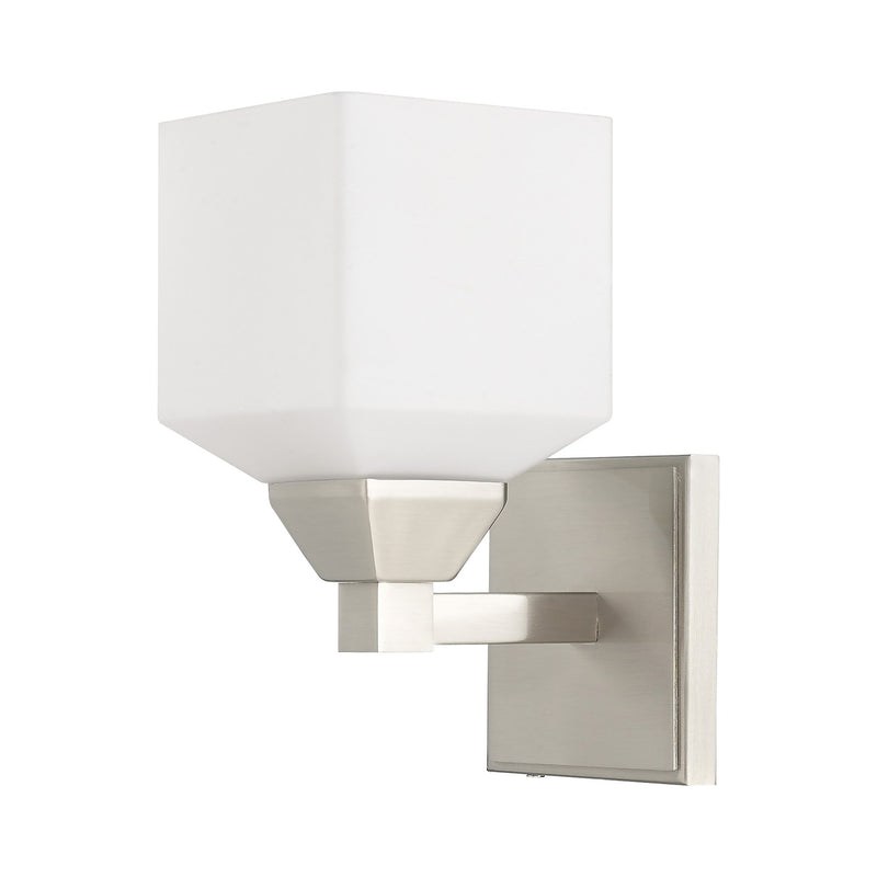 Aragon Wall Sconce with Satin Opal White Glass in Brushed Nickel