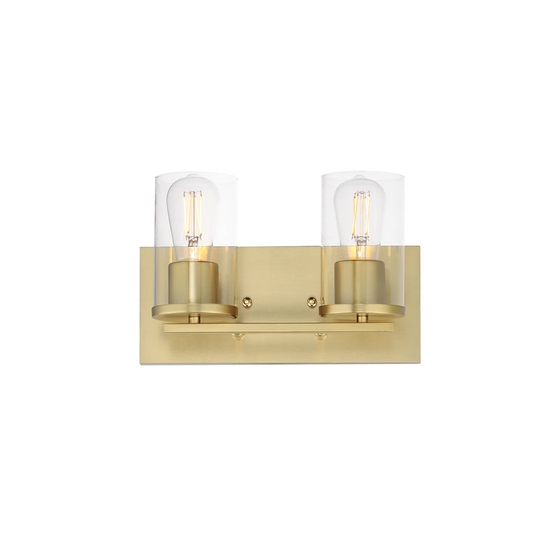 Lateral 2 Light Bath Vanity Light in Satin Brass
