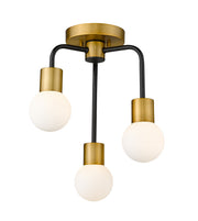 621-3SF-MB-FB - Neutra 3-Light Semi Flush Mount in Matte Black & Foundry Brass by Z-Lite Lighting