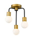 621-3SF-MB-FB - Neutra 3-Light Semi Flush Mount in Matte Black & Foundry Brass by Z-Lite Lighting