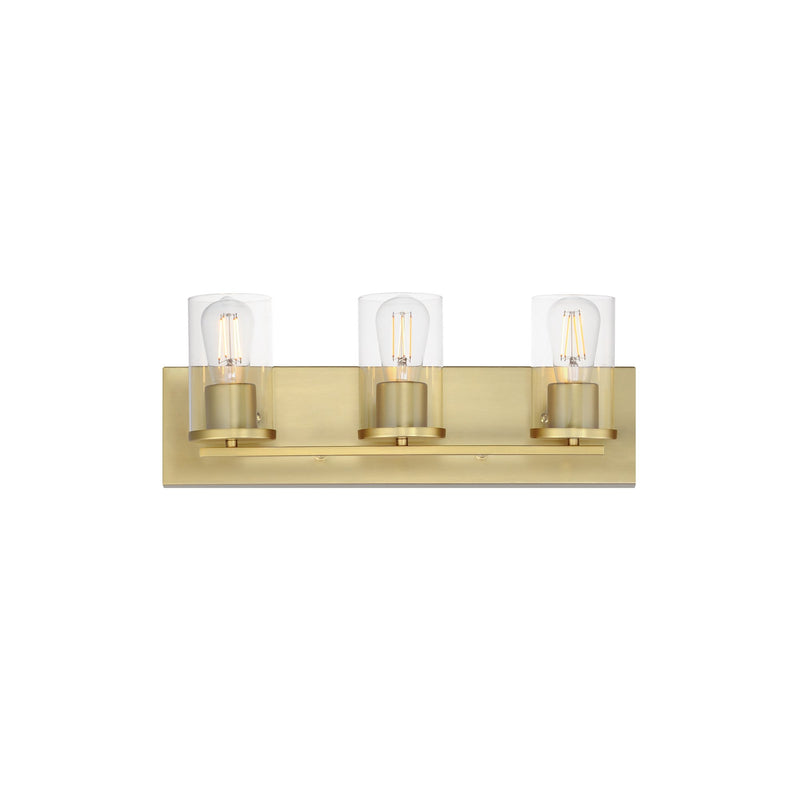 Lateral 3 Light Bath Vanity Light in Satin Brass