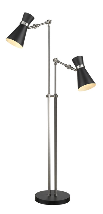 Soriano Two Light Floor Lamp in Matte Black / Brushed Nickel - Lamps Expo