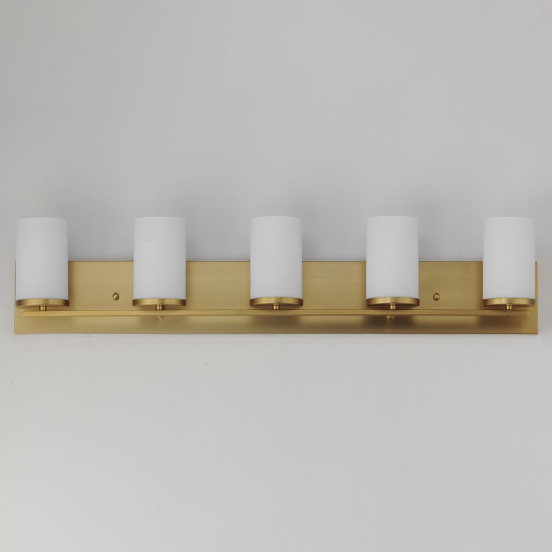 Lateral 5 Light Bath Vanity Light in Satin Brass