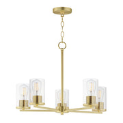 Lateral 5 Light Chandelier in Satin Brass