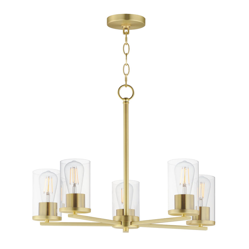 Lateral 5 Light Chandelier in Satin Brass