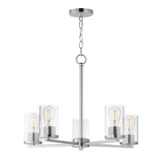 Lateral 5 Light Chandelier in Satin Nickel