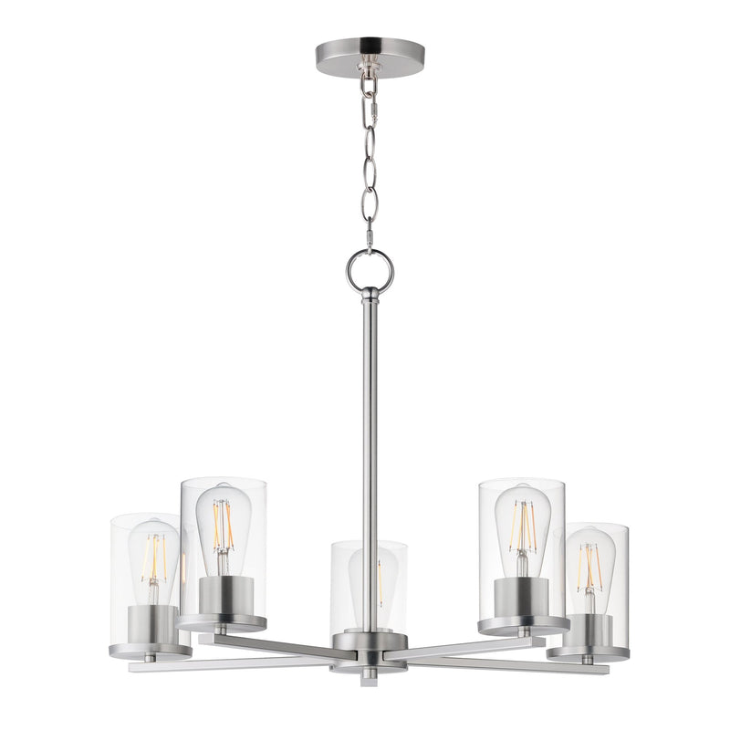 Lateral 5 Light Chandelier in Satin Nickel