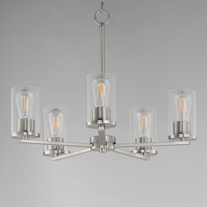 Lateral 5 Light Chandelier in Satin Nickel