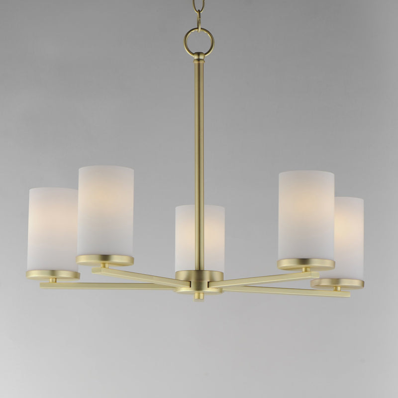 Lateral 5 Light Chandelier in Satin Brass