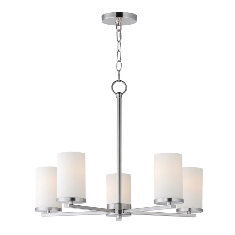 Lateral 5 Light Chandelier in Satin Nickel