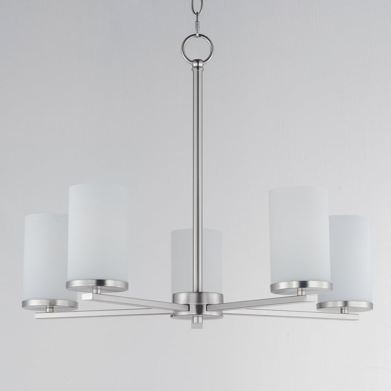 Lateral 5 Light Chandelier in Satin Nickel