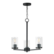 Lateral 3 Light Chandelier in Black