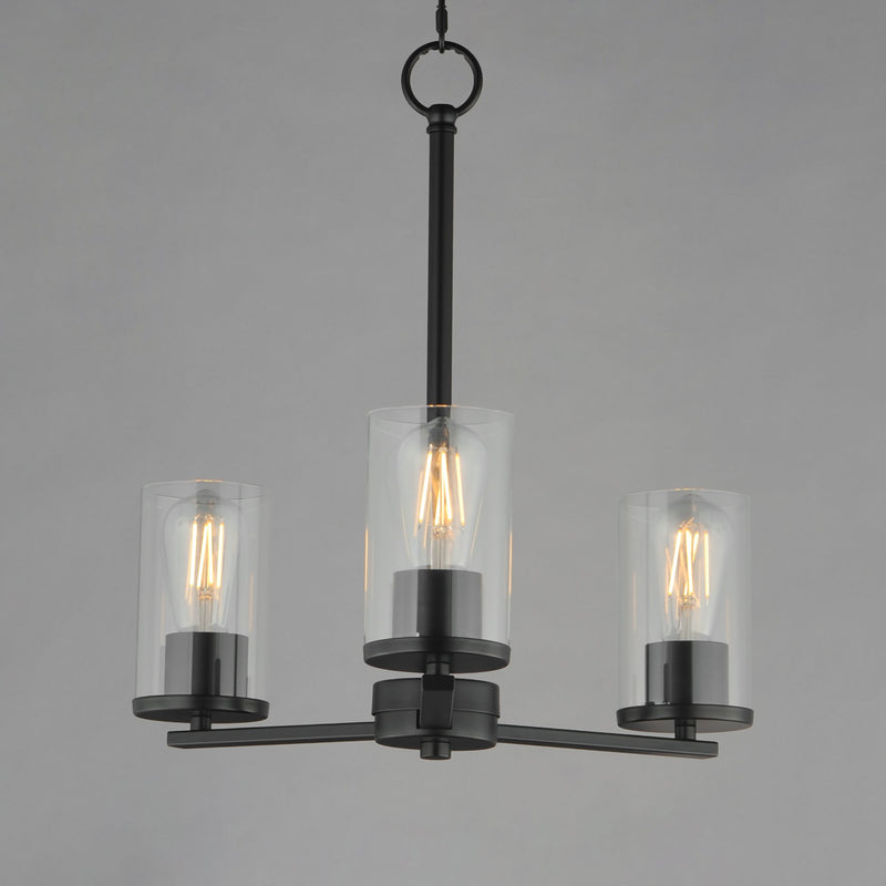 Lateral 3 Light Chandelier in Black