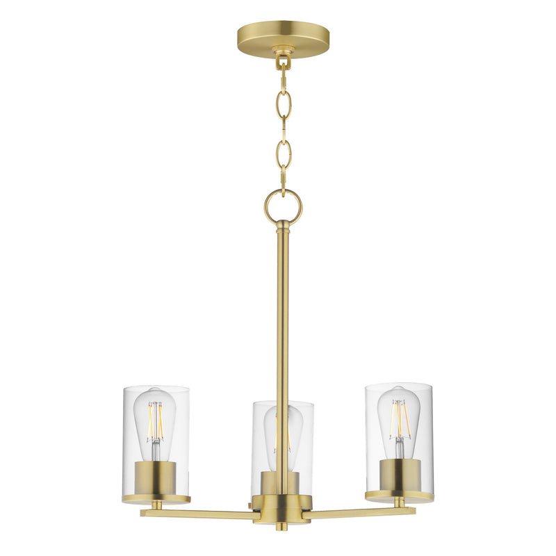 Lateral 3 Light Chandelier in Satin Brass