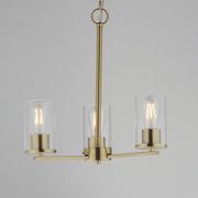 Lateral 3 Light Chandelier in Satin Brass