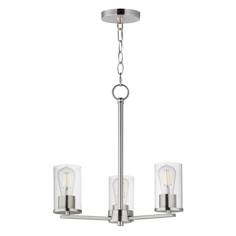 Lateral 3 Light Chandelier in Satin Nickel