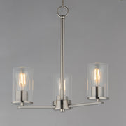 Lateral 3 Light Chandelier in Satin Nickel