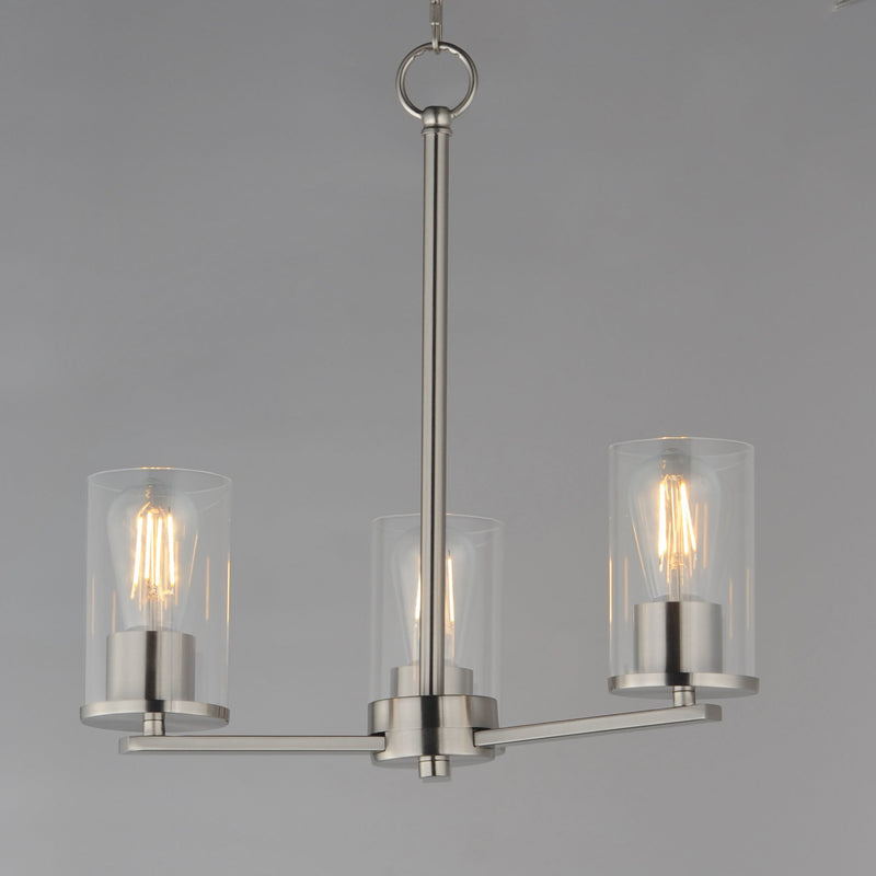 Lateral 3 Light Chandelier in Satin Nickel