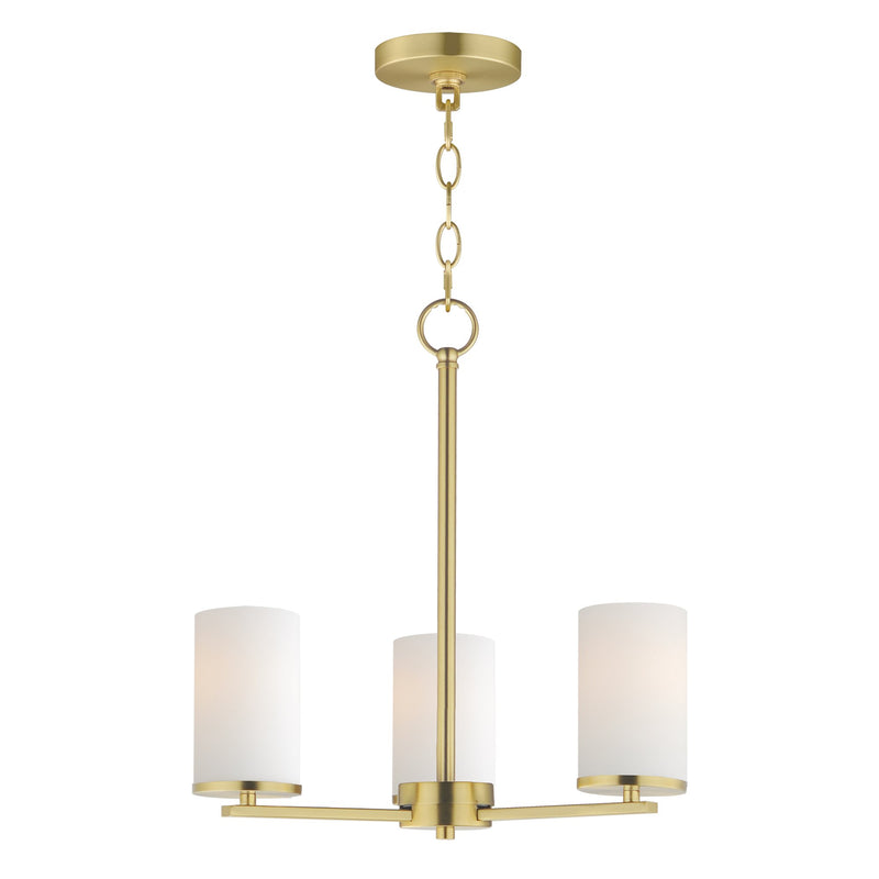 Lateral 3 Light Chandelier in Satin Brass