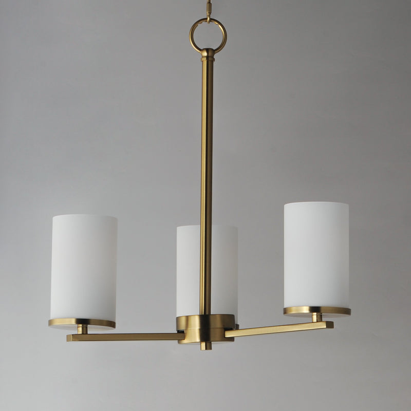 Lateral 3 Light Chandelier in Satin Brass