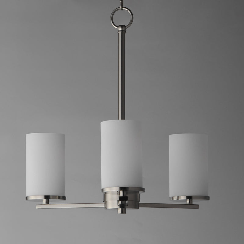 Lateral 3 Light Chandelier in Satin Nickel